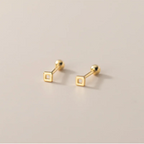925 Silver Star Heart Square Beads Stud Earrings Women Teen Jewelry Gift