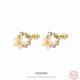 925 Silver Opal Flower Stud Earrings for Women Teen