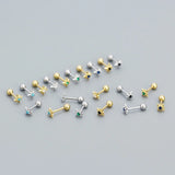 925 Silver Mini Green Star Zircon Earrings Vintage Spiral Bead Delicate Jewelry
