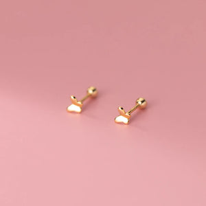 925 Silver Butterfly Stud Earrings Spiral Bead Romantic Piercing Jewelry