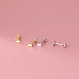 925 Silver Butterfly Stud Earrings Spiral Bead Romantic Piercing Jewelry