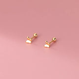 925 Silver Butterfly Stud Earrings Spiral Bead Romantic Piercing Jewelry