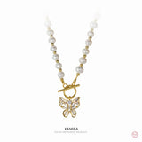 925 Silver Pearl Necklace Butterfly Pendant Women Party Gift Jewelry