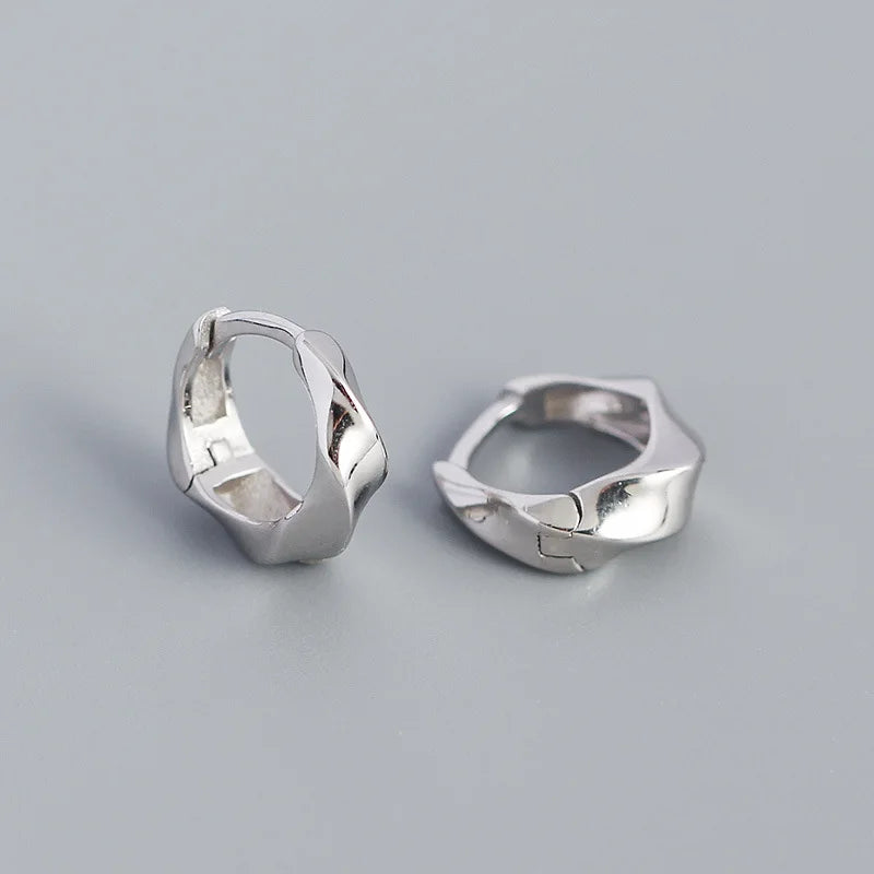 925 Silver Cuban Hugging Hoop Earrings for Women Men Party Jewelry