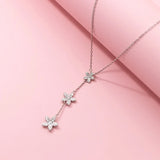 925 Silver Gothic Star Flower Necklace for Women