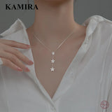 925 Silver Gothic Star Flower Necklace for Women