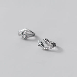 925 Silver Punk Snake Ear Clip Earrings Gothic