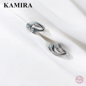 925 Silver Punk Snake Ear Clip Earrings Gothic
