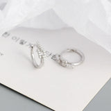 925 Silver Zircon Chain Huggie Hoop Earrings for Party