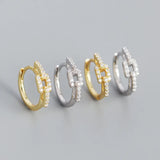 925 Silver Zircon Chain Huggie Hoop Earrings for Party