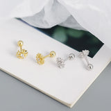 925 Silver Retro Zircon Spiral Earrings for Party