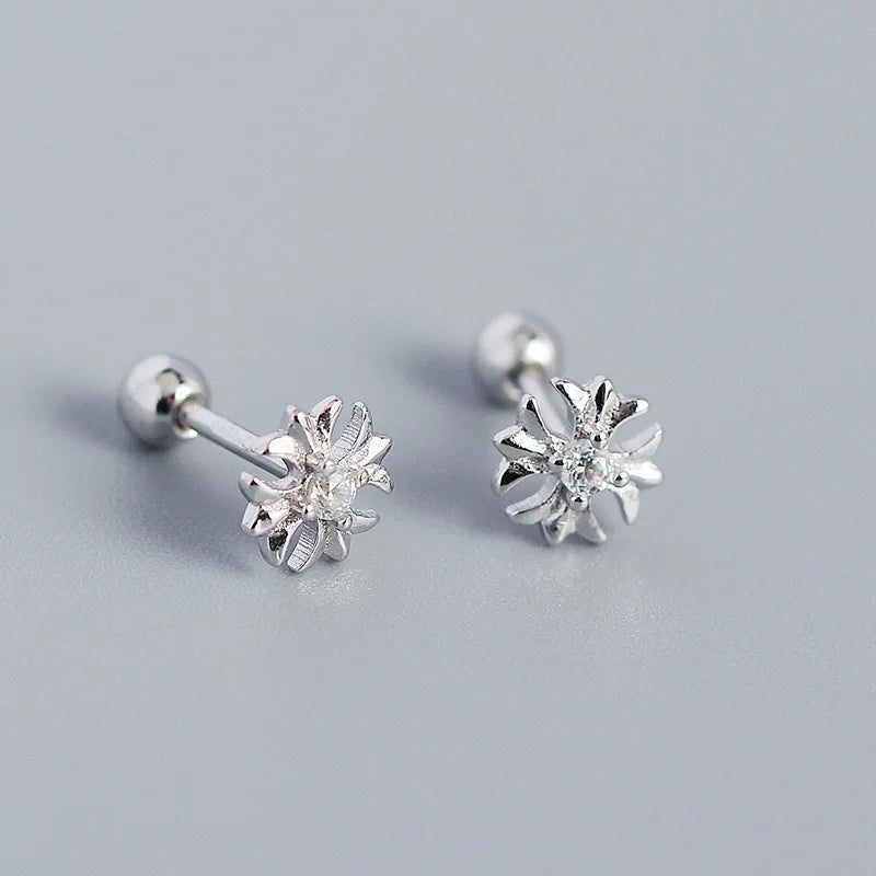 925 Silver Retro Zircon Spiral Earrings for Party