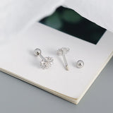 925 Silver Retro Zircon Spiral Earrings for Party