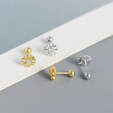 925 Silver Retro Zircon Spiral Earrings for Party