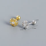 925 Silver Retro Zircon Spiral Earrings for Party