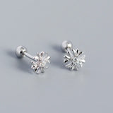 925 Silver Retro Zircon Spiral Earrings for Party