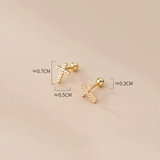925 Silver Cross Zircon Stud Earrings Bohemian Jewelry