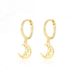 Sterling Silver Moon Star Tassel Drop Earrings Punk Gothic Charm Jewelry