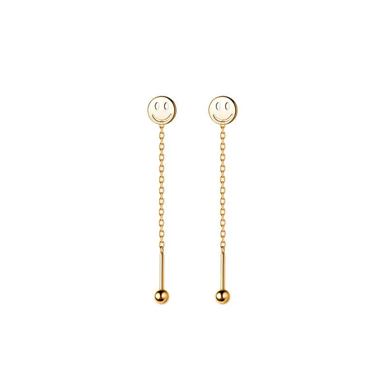 925 Silver Punk Smiley Tassel Earrings Gothic Unique Jewelry