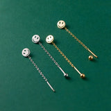 925 Silver Punk Smiley Tassel Earrings Gothic Unique Jewelry