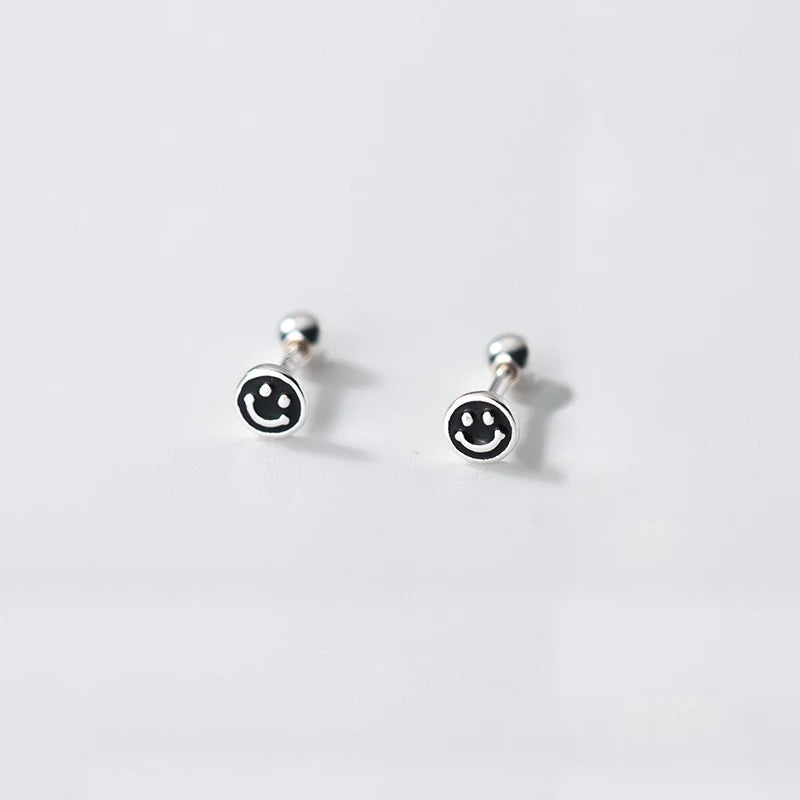 925 Silver Happy Spiral Stud Earrings for Women