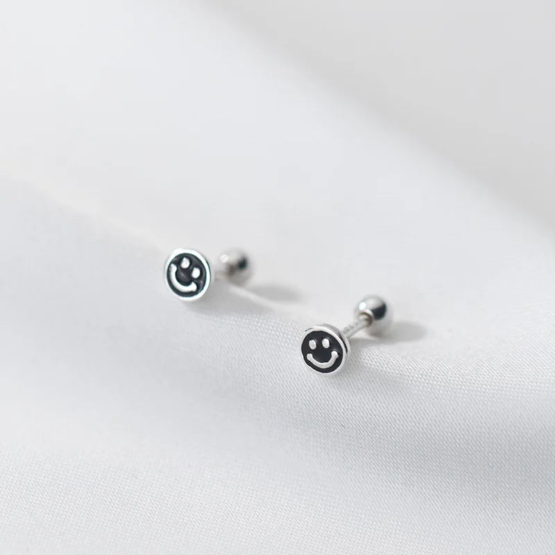 925 Silver Happy Spiral Stud Earrings for Women