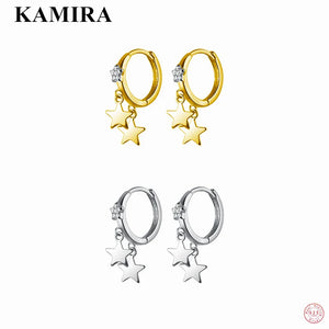 925 Silver Zircon Star Tassel Stud Earrings Birthday Gothic Jewelry