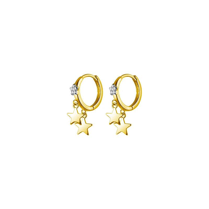 925 Silver Zircon Star Tassel Stud Earrings Birthday Gothic Jewelry