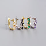 925 Silver Square Colorful Zircon Stud Earrings for Women
