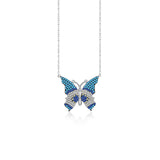 925 Silver Turquoise Butterfly Pendant Clavicle Necklace for Women