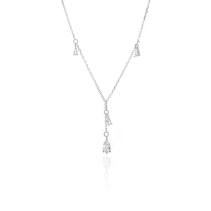 925 Silver Water Drop Stone Pendant Necklace for Women Party Choker Jewelry