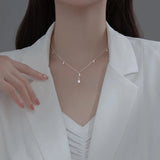 925 Silver Water Drop Stone Pendant Necklace for Women Party Choker Jewelry