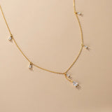 925 Silver Water Drop Stone Pendant Necklace for Women Party Choker Jewelry