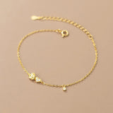 925 Silver Rose Flower Heart Bracelet for Women Party Fine Jewelry Gift