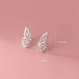 925 Silver Butterfly Piercing Stud Earrings Romantic Hollow Sweet