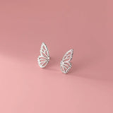 925 Silver Butterfly Piercing Stud Earrings Romantic Hollow Sweet