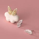 925 Silver Butterfly Piercing Stud Earrings Romantic Hollow Sweet