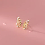 925 Silver Butterfly Piercing Stud Earrings Romantic Hollow Sweet