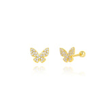 925 Silver Butterfly Zircon Earrings
