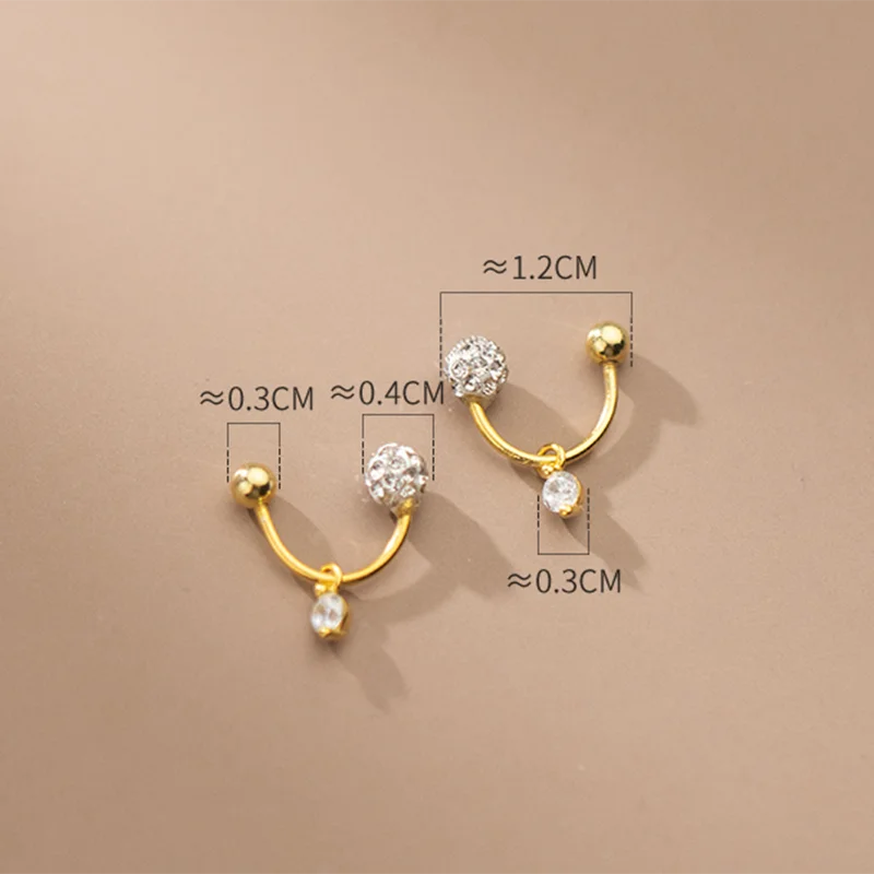 925 Silver Zircon Spiral Bead Stud Earrings for Women