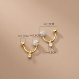 925 Silver Zircon Spiral Bead Stud Earrings for Women