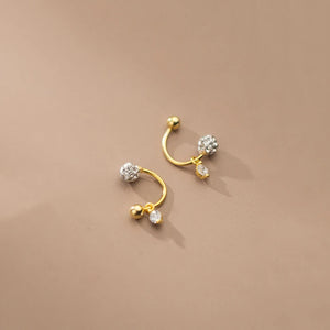925 Silver Zircon Spiral Bead Stud Earrings for Women