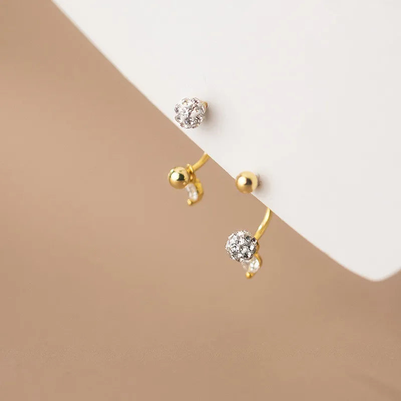 925 Silver Zircon Spiral Bead Stud Earrings for Women