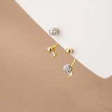 925 Silver Zircon Spiral Bead Stud Earrings for Women