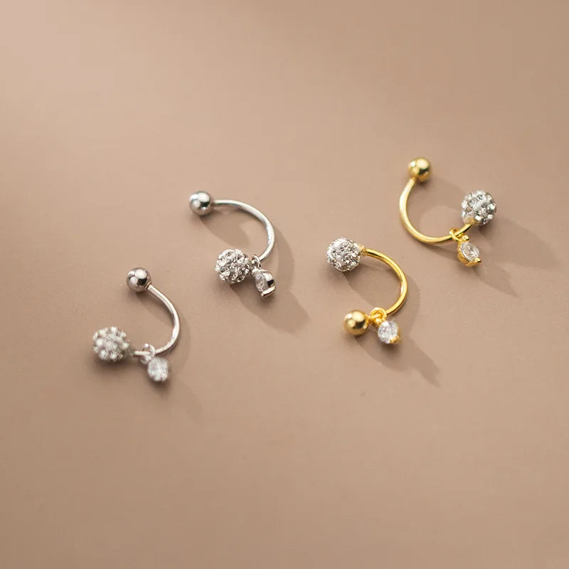 925 Silver Zircon Spiral Bead Stud Earrings for Women
