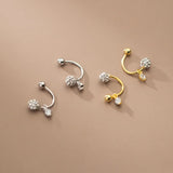925 Silver Zircon Spiral Bead Stud Earrings for Women