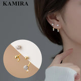 925 Silver Zircon Spiral Bead Stud Earrings for Women