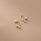 925 Silver Zircon Spiral Bead Stud Earrings for Women