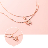 925 Silver Butterfly Necklace Double Layer Clavicle Chain Pendant