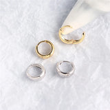 925 Silver Punk Circle Hoop Earrings Hip Hop Rock Jewelry